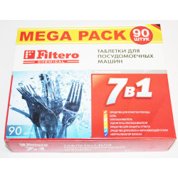 Таблетки Filtero для посудомоечных машин 7 в 1, 90 штук, арт. 703. MEGA PACK